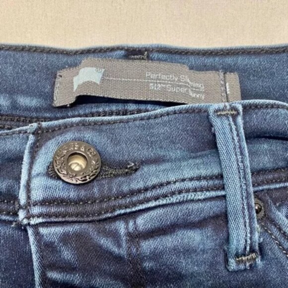 Levi's 512 Jeans Perfectly Slimming Super Skinny Blue Denim Women's 4 GUC - Picture 12 of 13